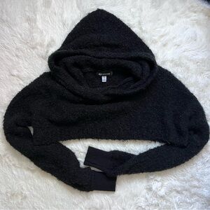 Urban Outfitters Wool-Blend Black Cropped Hoodie